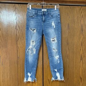 Cello Blue Distressed Ankle Jeans